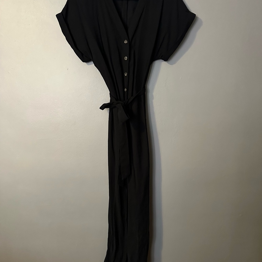 Elegant Black Button-Down Jumpsuit